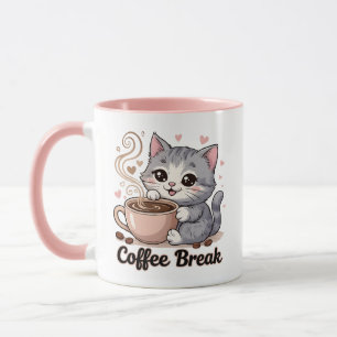 Niedliche Katze - Kaffeepause - Tasse