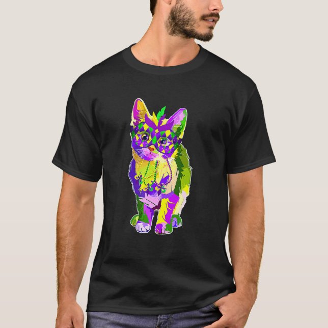 Niedliche Katze Karnevalsmaske Mardi Gras Cat S T-Shirt (Vorderseite)