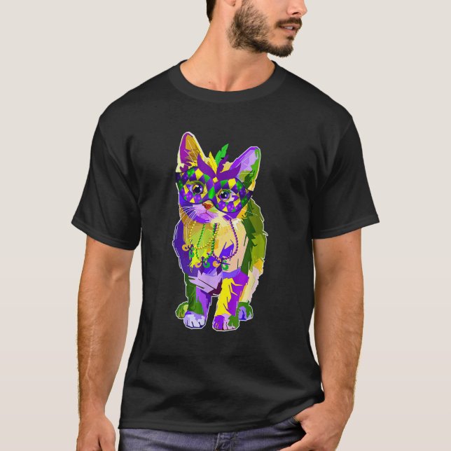 Niedliche Katze Karnevalsmaske Mardi Gras Katze 1 T-Shirt (Vorderseite)