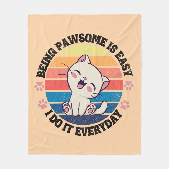 Niedliche Katze Kawaii Fleecedecke (Vorderseite)