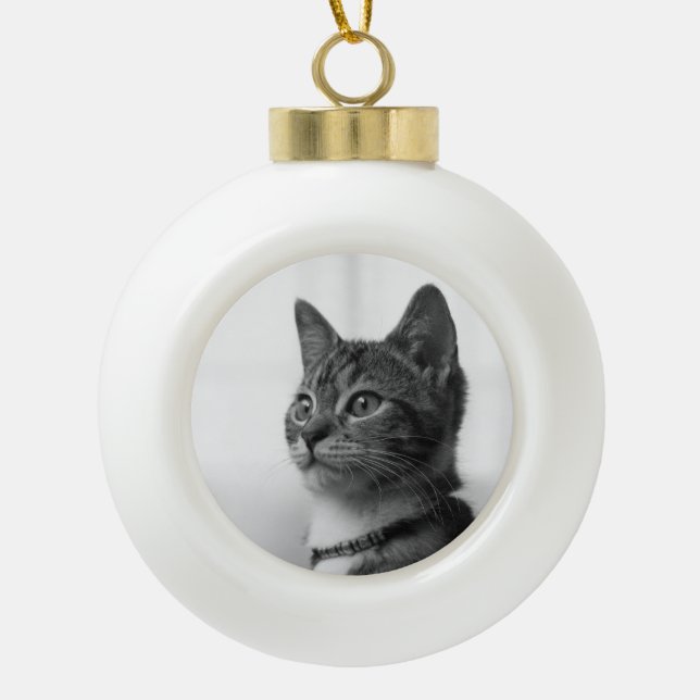 Niedliche Katze Keramik Kugel-Ornament (Vorderseite)