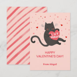 Niedliche Katze Kinder Klassenzimmer Valentinkarte Einladung
