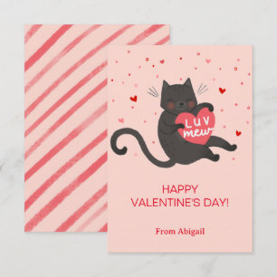 Niedliche Katze Kinder Klassenzimmer Valentinkarte Einladung