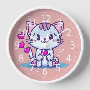 Niedliche Katze Kitten mit Herz Valentine Inspirie Uhr