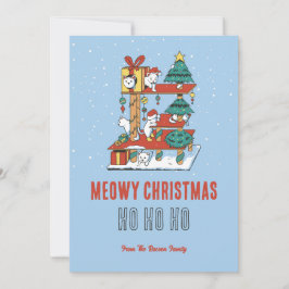Niedliche Katze Kitty Tree Schnee Winter Meowa Wei Feiertagskarte