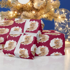 Niedliche Katze Liebe Personalisiertes Foto Muster Geschenkpapier