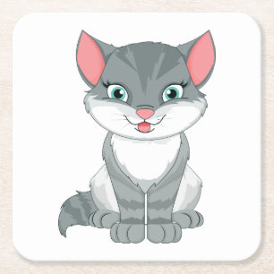 Niedliche Katze Lover Geschenk Grau Kitty Gray Tab Rechteckiger Pappuntersetzer