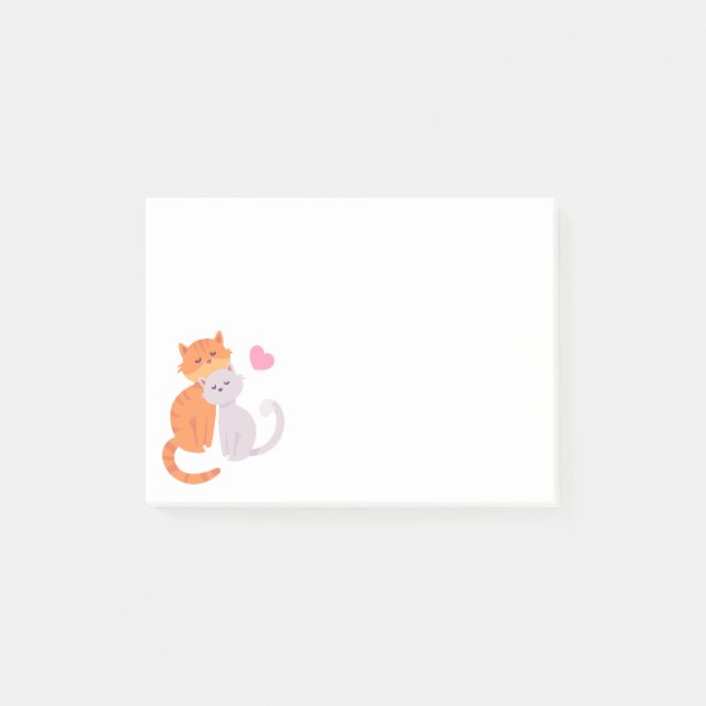 Niedliche Katze Lover Grau Kitten Liebe Orange Tab Post-it Klebezettel (Vorderseite)