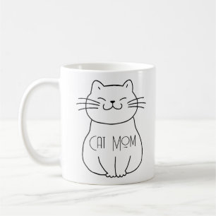 Niedliche Katze Mama Lächeln Katze Cartoon Kaffeetasse