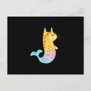 Niedliche Katze Meerjungfische Schwimmen Postkarte