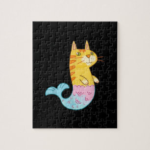 Niedliche Katze Meerjungfische Schwimmen Puzzle