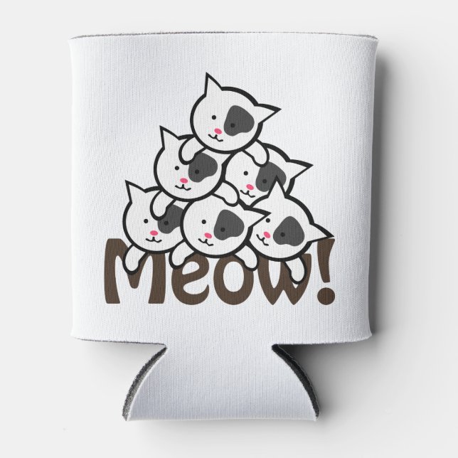 Niedliche Katze(Meow)schwarz Dosenkühler (Vorderseite)