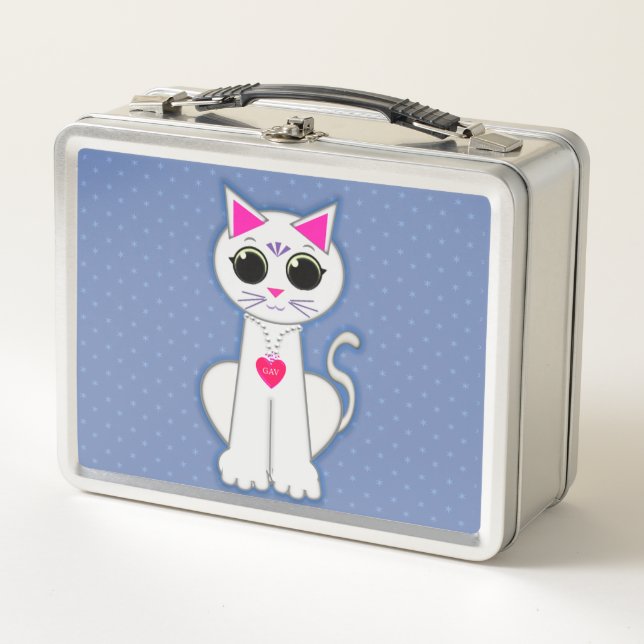 Niedliche Katze Metall Lunch Box (Vorderseite)