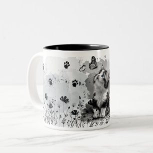 Niedliche Katze Miautasse   Reizende Katzenliebhab Zweifarbige Tasse