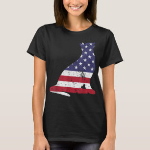 Niedliche Katze mit amerikanischer Flagge 4. Juli  T-Shirt