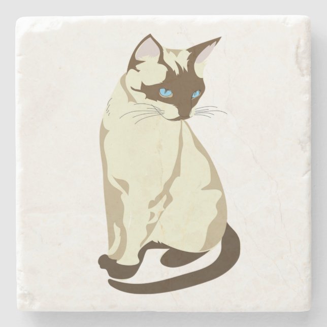 NIEDLICHE KATZE MIT BLUE AUGEN STEINUNTERSETZER (Vorderseite)