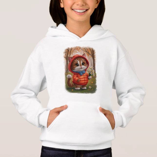 niedliche Katze mit Blume Hoodie (Vorderseite)
