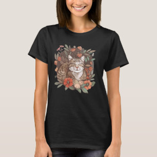 Niedliche Katze mit Blume I Chat T-Shirt