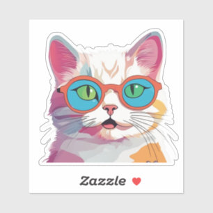 Niedliche Katze mit Brille Clipart-78197 Aufkleber