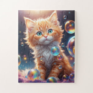 Niedliche Katze mit Bubbles AI erzeugt Puzzle