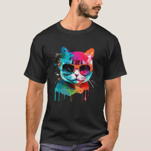 Niedliche Katze mit coolen Sonnenbrillen für farbe T-Shirt