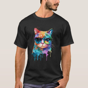 Niedliche Katze mit cooler Sonnenbrille für Kätzch T-Shirt