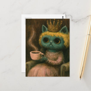 Niedliche Katze mit einem Kaffee Postkarte