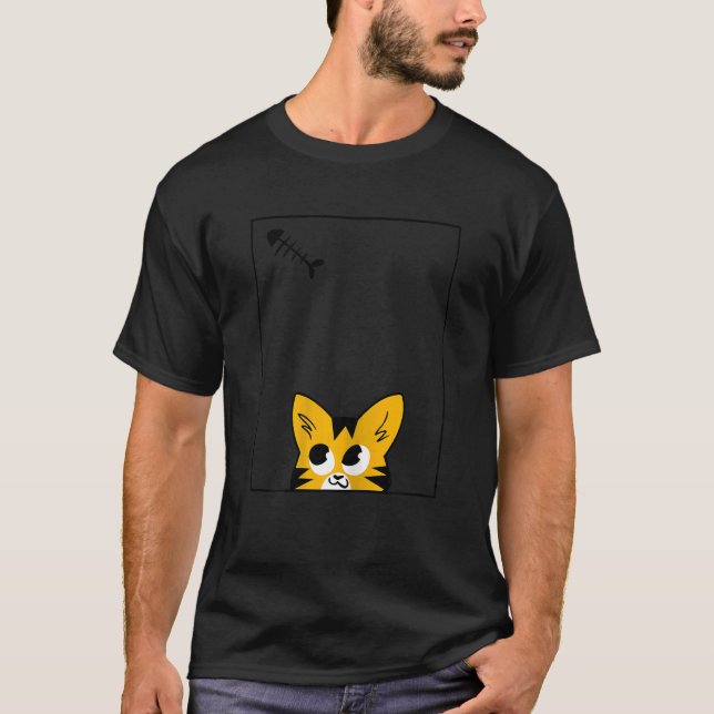 Niedliche Katze mit Fischbällchen T-Shirt (Vorderseite)