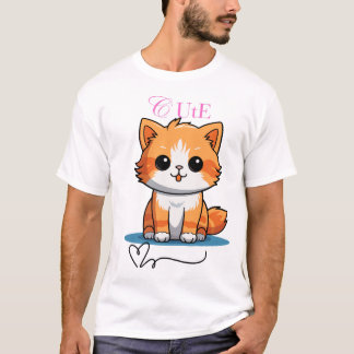 Niedliche Katze mit großer Liebe T-Shirt