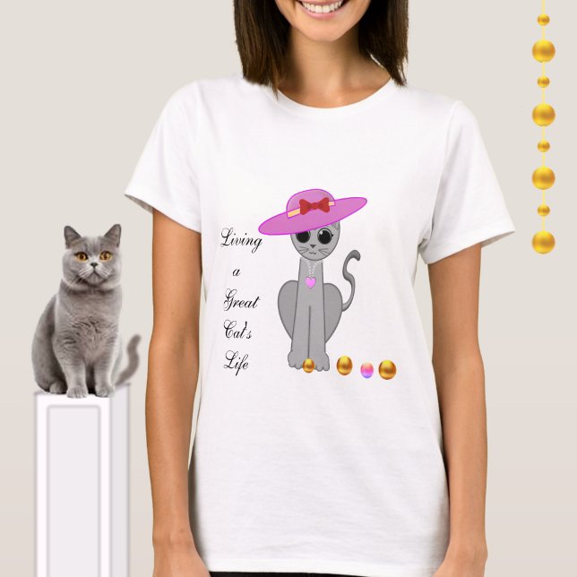 Niedliche Katze mit Hut T-Shirt (Von Creator hochgeladen)