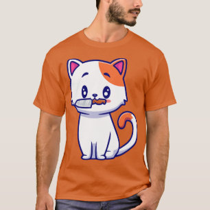 Niedliche Katze mit Knife Cartoon T-Shirt