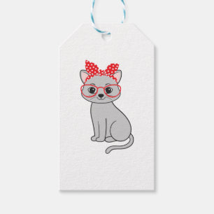 Niedliche Katze mit Kopftuch und Brille Geschenkanhänger
