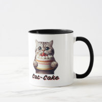Niedliche Katze mit Kuchen - Kawaii Tierischer Fei