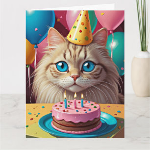 NIEDLICHE KATZE MIT KUCHERGEBURTSTAGSKARTE KARTE