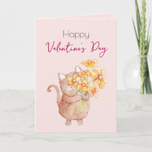 Niedliche Katze mit Liebe Valentinstag Tageskarte Feiertagskarte