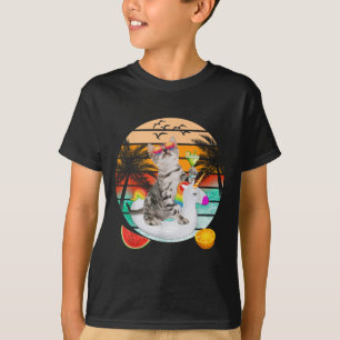 Niedliche Katze mit Margarita &Amp; Einhornfloat K T-Shirt
