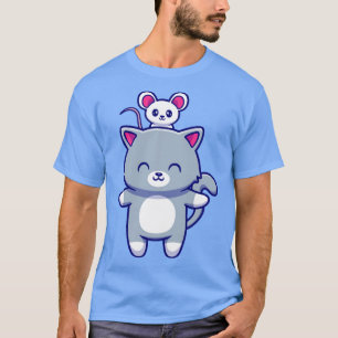 Niedliche Katze mit Niedlicher Maus T-Shirt