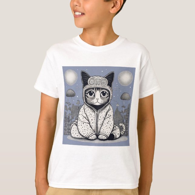 Niedliche Katze mit Pajama T-Shirt (Vorderseite)