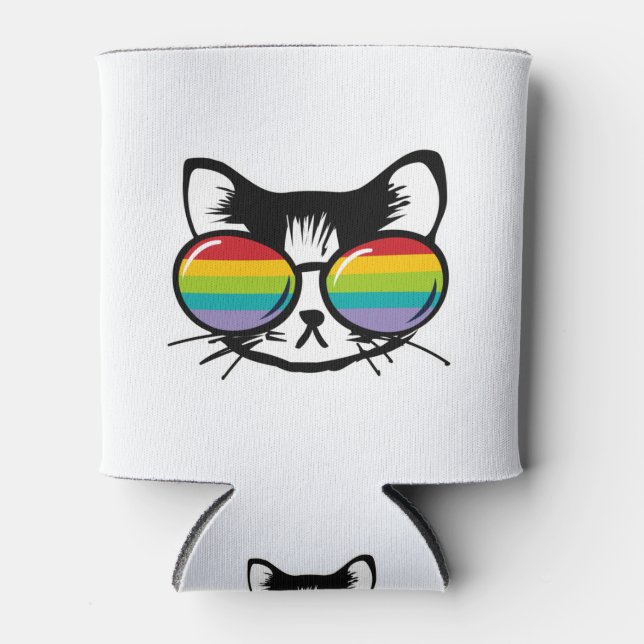 niedliche Katze mit Regenbogensonne Dosenkühler (Vorderseite)