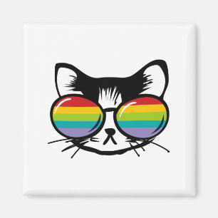 niedliche Katze mit Regenbogensonne Magnet