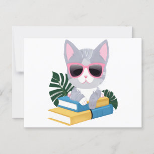 Niedliche Katze mit rosa Brille - Kawaii Smart Postkarte