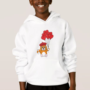 Niedliche Katze mit Rotem Herzen Hoodie