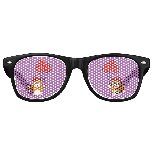 Niedliche Katze mit Rotem Herzen Partybrille (Vorderseite)