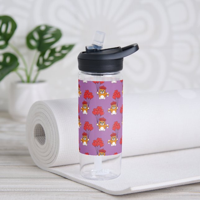 Niedliche Katze mit Rotem Herzen Trinkflasche (Yoga)