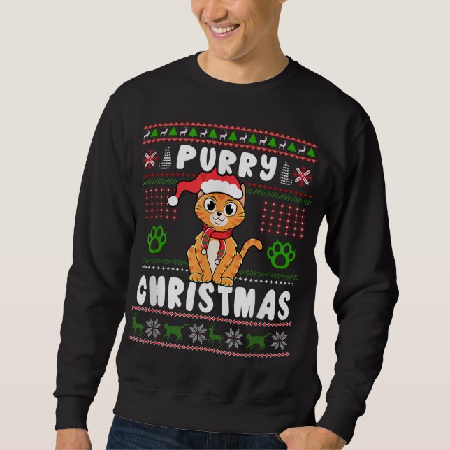 Niedliche Katze mit Santa-Claus in puren hässliche Sweatshirt (Vorderseite)