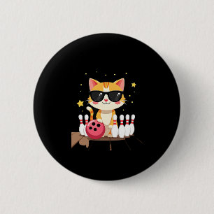 Niedliche Katze mit Sonnenbrille Katze Bowling spi Button