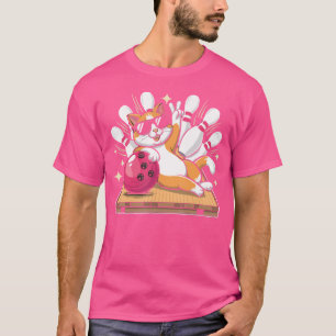 Niedliche Katze mit Sonnenbrille Katze Bowling spi T-Shirt