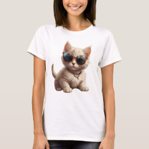 niedliche Katze mit Sonnenbrille, lustige Katze T-Shirt