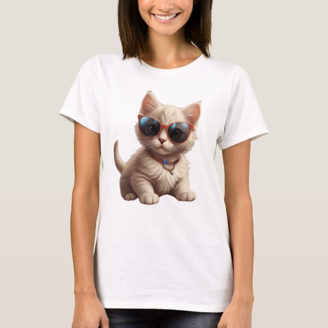 niedliche Katze mit Sonnenbrille, lustige Katze T-Shirt (Vorderseite)