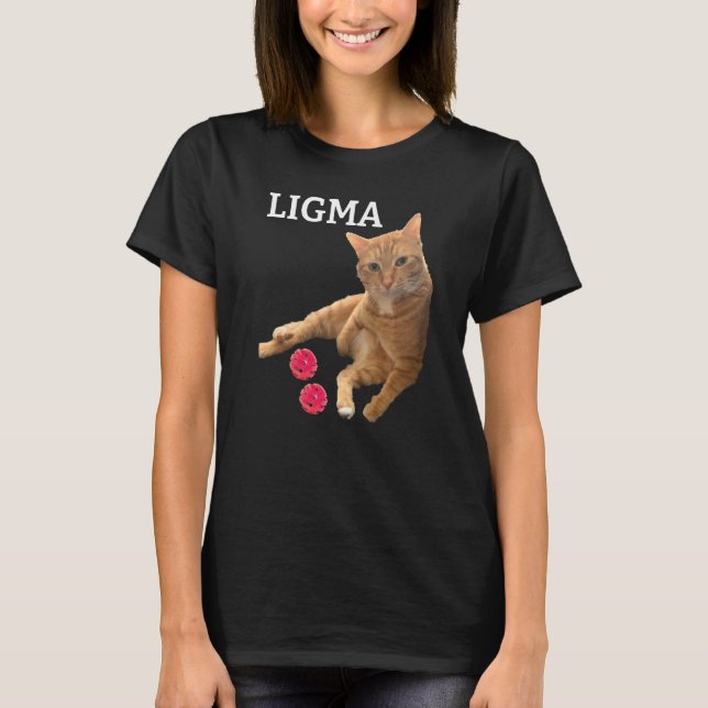 Niedliche Katze mit Spielzeug Ligma Witz T-Shirt (Vorderseite)